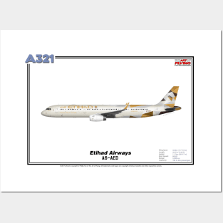 Airbus A321 - Etihad Airways (Art Print) Posters and Art